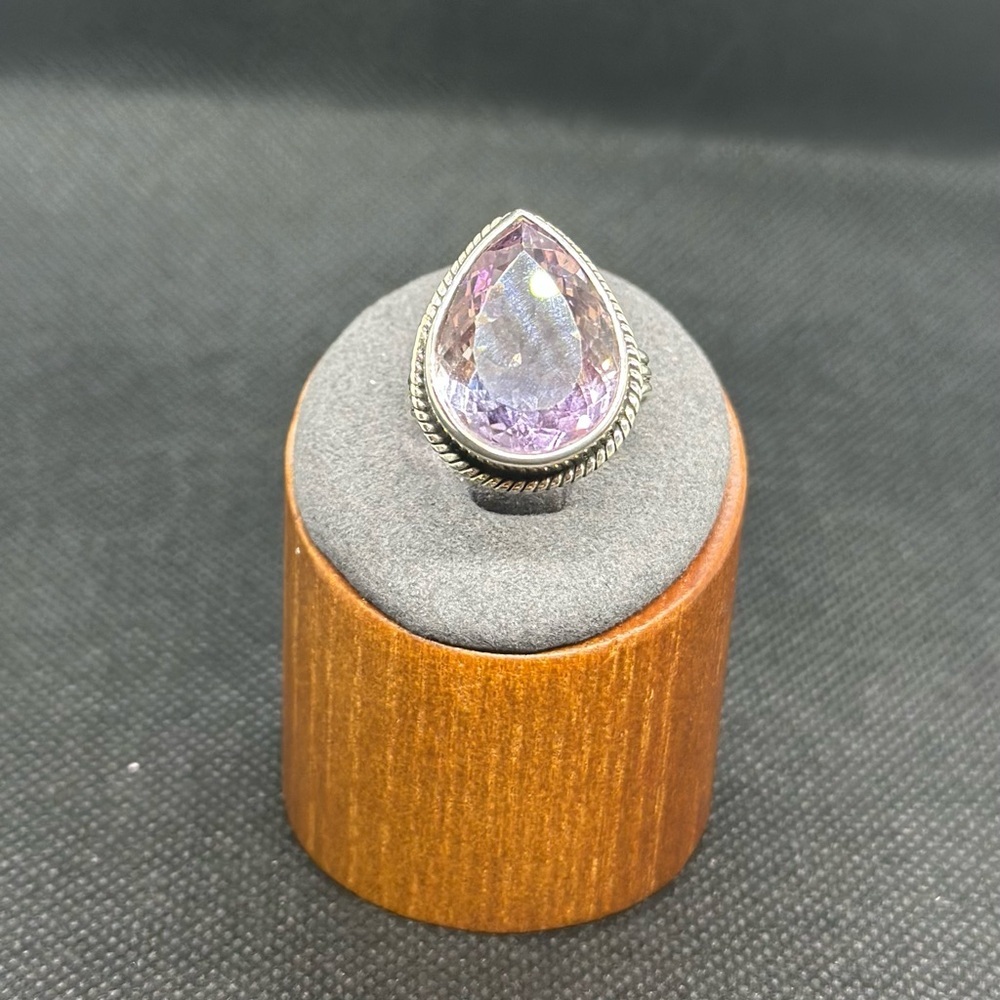 Faceted Amethyst Teardrop Ring